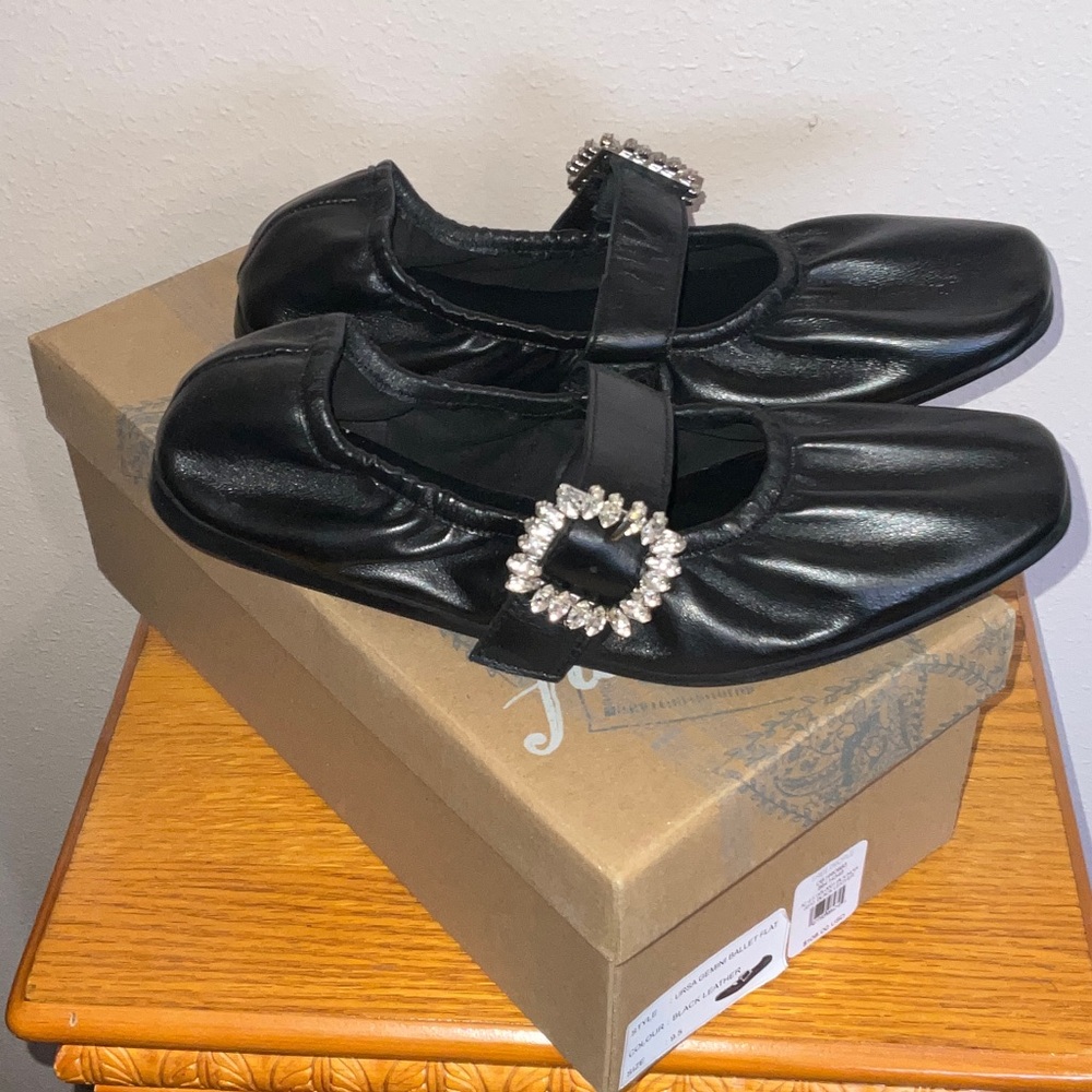 Free People Black Leather Ballet Flats
